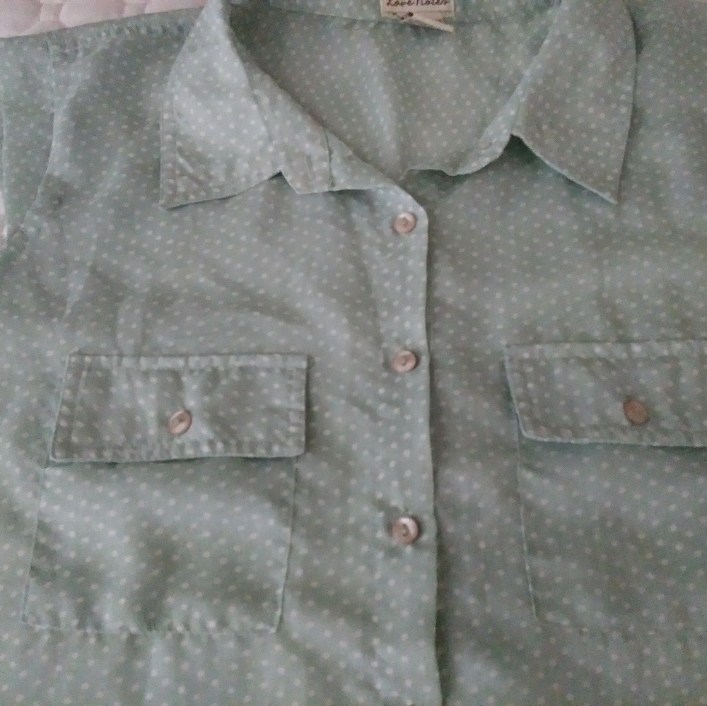 FREE W/ ANY PURCHASE XL Aqua Sheer Button Top